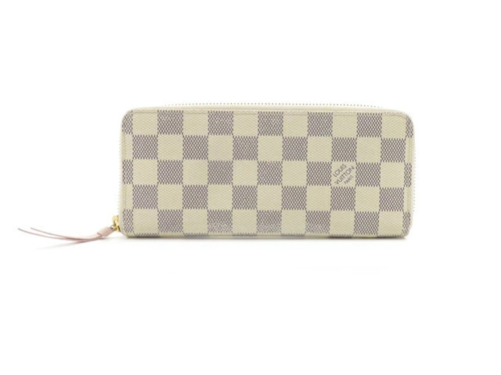 LOUIS VUITTON Portefeuille Clemence Damier Azur White Round Zipper Long Wallet